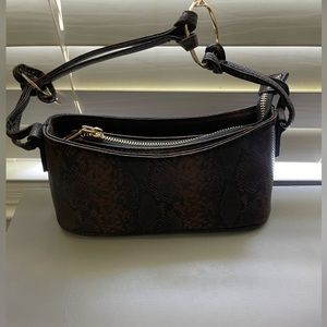 Black/Brown Snake Print Shoulder Bag